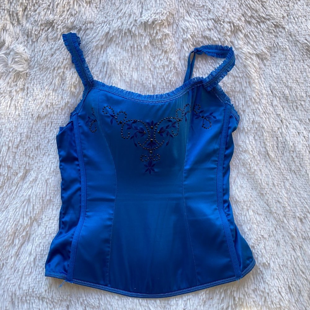 VICTORIA'S SECRET Angels Lingere Blue Bodice Longline Bra Small S